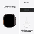 Apple Watch Ultra 2 GPS + Cellular, 49 mm Titangehäuse Schwarz, Trail Loop Schwarz – S/M
