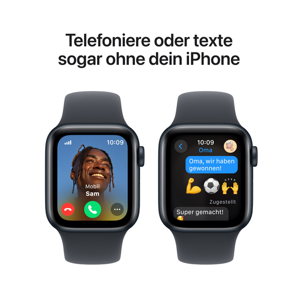 Apple Watch SE GPS + Cellular, Aluminium mitternacht, 40mm mit Sportarmband, mitternacht - S/M>