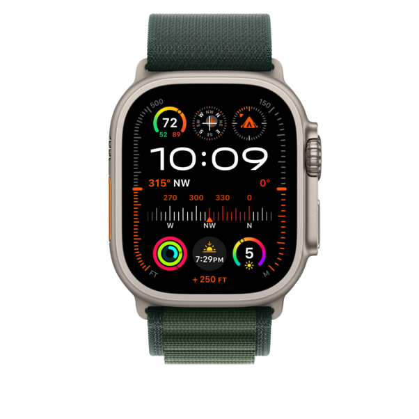 Sie sehen das Produktbild 05 von Apple Watch 49mm Alpin-Loop, dunkelgrün - medium - Gehäusefarbe natur Apple Watch 49mm Alpin-Loop, dunkelgrün - medium - Gehäusefarbe natur