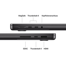 MacBook Pro 14" mit M4 Chip, 10-Core CPU und 10-Core GPU, 16GB, 1TB SSD, space schwarz>