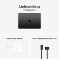 MacBook Pro 14" mit M4 Chip, 10-Core CPU und 10-Core GPU, 16GB, 1TB SSD, space schwarz>