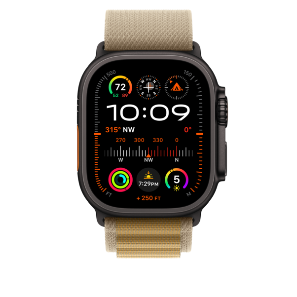 Apple Watch 49mm Alpin-Loop, mandel - medium - Gehäusefarbe schwarz