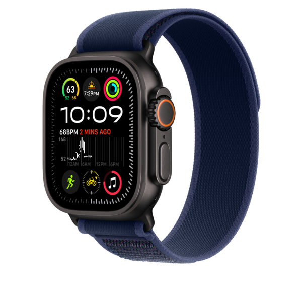 Sie sehen das Produktbild 04 von Apple Watch 49mm Trail-Loop, blau - M/L - Gehäusefarbe schwarz Apple Watch 49mm Trail-Loop, blau - M/L - Gehäusefarbe schwarz