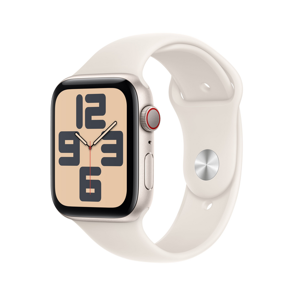 Sie sehen das Produktbild 02 von Apple Watch SE GPS + Cellular, Aluminium polarstern, 44mm mit Sportarmband, polarstern - M/L> Apple Watch SE GPS + Cellular, Aluminium polarstern, 44mm mit Sportarmband, polarstern - M/L>