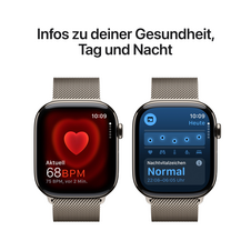 Apple Watch Series 10 GPS + Cellular, Titan natur, 46mm mit Milanaise-Armband, natur - M/L>