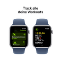Apple Watch SE GPS, Aluminium silber, 44mm mit Sportarmband, denim - S/M>
