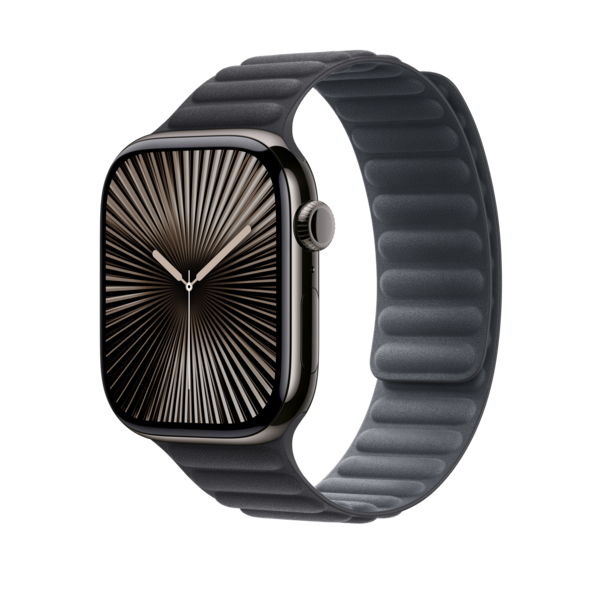 Apple Watch 46mm Armband mit Magnetverschluss, schwarz - S/M>
