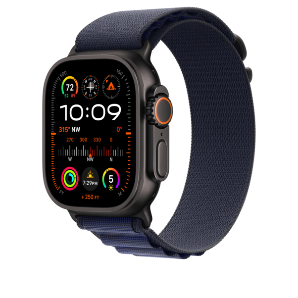 Apple Watch 49mm Alpin-Loop, marine - medium - Gehäusefarbe schwarz