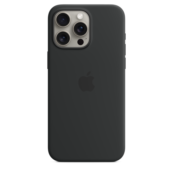 Apple iPhone 15 Pro Max Silikon Case mit MagSafe, schwarz>