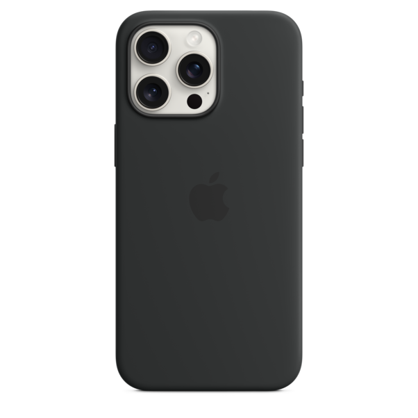 Apple iPhone 15 Pro Max Silikon Case mit MagSafe, schwarz>