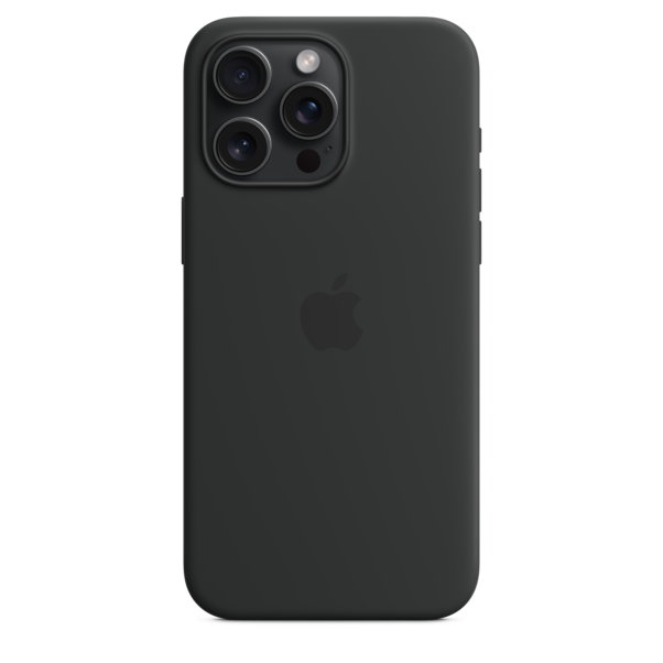Apple iPhone 15 Pro Max Silikon Case mit MagSafe, schwarz>