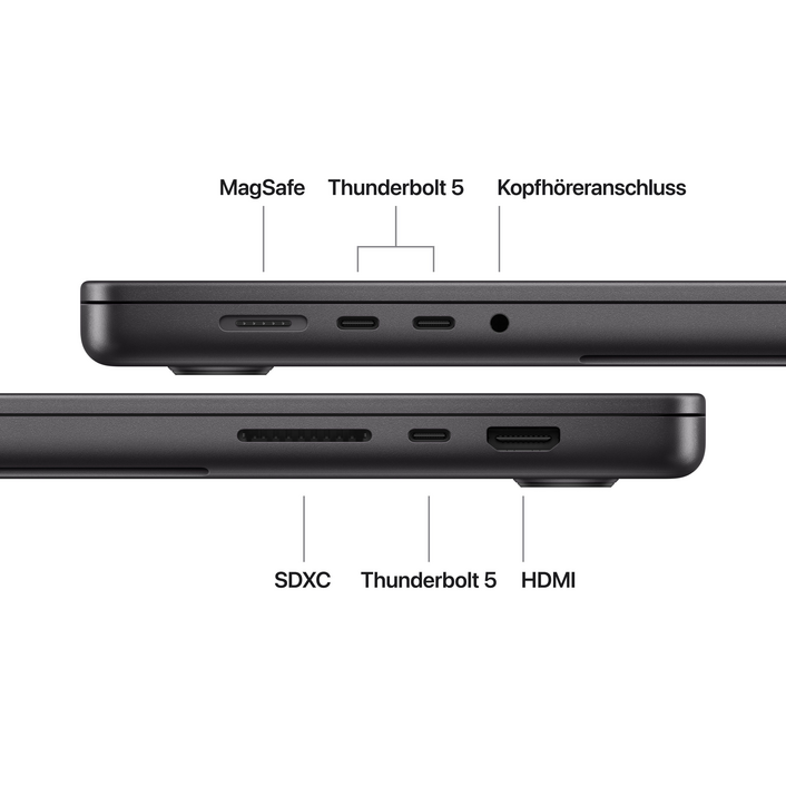 MacBook Pro 16" mit M5 Pro chip, 18-core CPU und 20-core GPU, 24GB, 1TB SSD, Space Schwarz