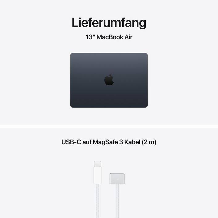 13" MacBook Air: Apple M5 Chip mit 10‑Core CPU und 8‑Core GPU, 512 GB SSD - Mitternacht