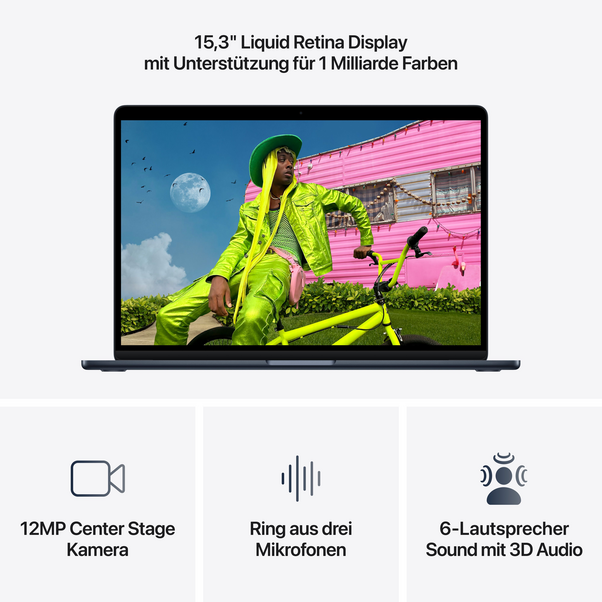 Sie sehen das Produktbild 05 von 15" MacBook Air: Apple M5 Chip mit 10‑Core CPU und 10‑Core GPU, 512 GB SSD - Mitternacht 15" MacBook Air: Apple M5 Chip mit 10‑Core CPU und 10‑Core GPU, 512 GB SSD - Mitternacht