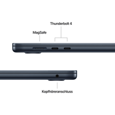 Sie sehen das Produktbild 06 von 15" MacBook Air: Apple M5 Chip mit 10‑Core CPU und 10‑Core GPU, 512 GB SSD - Mitternacht 15" MacBook Air: Apple M5 Chip mit 10‑Core CPU und 10‑Core GPU, 512 GB SSD - Mitternacht