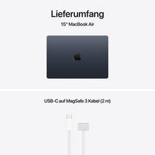 MacBook Air 15" mit M5 chip, 10-core CPU und 10-core GPU, 16GB, 512GB SSD, Mitternacht