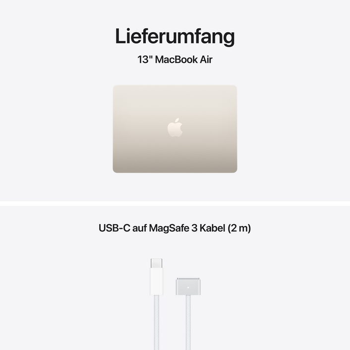 MacBook Air 13" mit M5 chip, 10-core CPU und 10-core GPU, 16GB, 1TB SSD, Polarstern