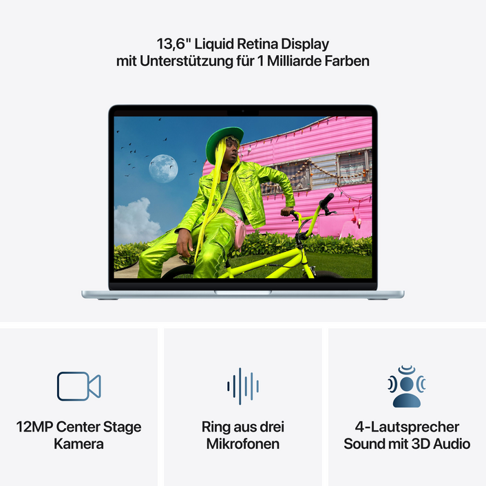 MacBook Air 13" mit M5 chip, 10-core CPU und 10-core GPU, 16GB, 1TB SSD, Himmelblau
