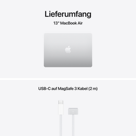 13" MacBook Air: Apple M5 Chip mit 10‑Core CPU und 10‑Core GPU, 1 TB SSD - Silber