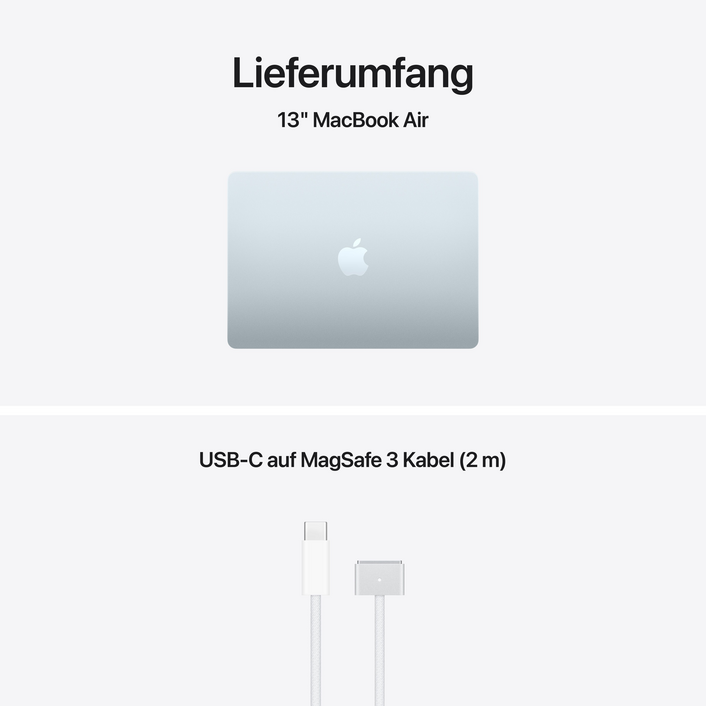 MacBook Air 13" mit M5 chip, 10-core CPU und 8-core GPU, 16GB, 512GB SSD, Himmelblau