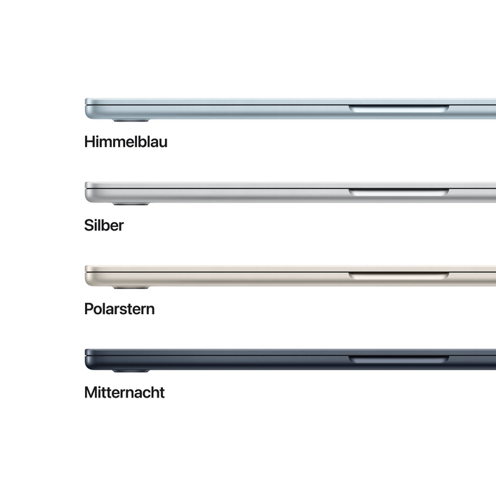 Sie sehen das Produktbild 03 von MacBook Air 15" mit M5 chip, 10-core CPU und 10-core GPU, 16GB, 512GB SSD, Himmelblau MacBook Air 15" mit M5 chip, 10-core CPU und 10-core GPU, 16GB, 512GB SSD, Himmelblau