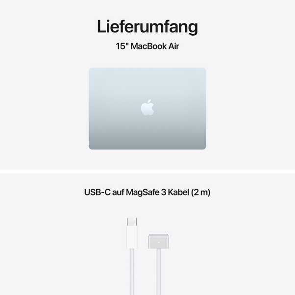 MacBook Air 15" mit M5 chip, 10-core CPU und 10-core GPU, 16GB, 512GB SSD, Himmelblau