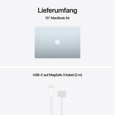 Sie sehen das Produktbild 09 von 15" MacBook Air: Apple M5 Chip mit 10‑Core CPU und 10‑Core GPU, 512 GB SSD - Himmelblau 15" MacBook Air: Apple M5 Chip mit 10‑Core CPU und 10‑Core GPU, 512 GB SSD - Himmelblau