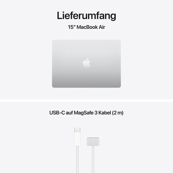 15" MacBook Air: Apple M5 Chip mit 10‑Core CPU und 10‑Core GPU, 512 GB SSD - Silber