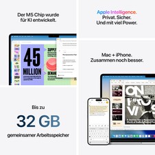 15" MacBook Air: Apple M5 Chip mit 10‑Core CPU und 10‑Core GPU, 512 GB SSD - Silber