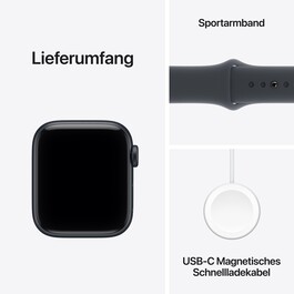 Apple Watch SE 3 GPS, 40 mm Aluminiumgehäuse Mitternacht, Sportarmband Mitternacht – S/M