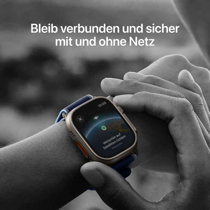 Sie sehen das Produktbild 04 von Apple Watch Ultra 3 GPS + Cellular, 49 mm Titangehäuse Schwarz, Alpine Loop Schwarz - Small Apple Watch Ultra 3 GPS + Cellular, 49 mm Titangehäuse Schwarz, Alpine Loop Schwarz - Small