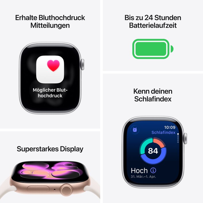 Apple Watch Series 11 GPS + Cellular, 42 mm Titangehäuse Gold, Milanaise Armband Gold