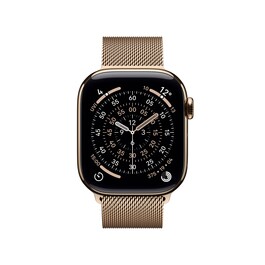 Apple Watch Series 11 GPS + Cellular, 42 mm Titangehäuse Gold, Milanaise Armband Gold