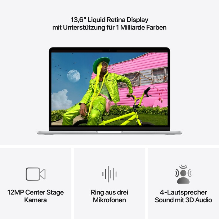 13" MacBook Air: Apple M5 Chip mit 10‑Core CPU und 8‑Core GPU, 512 GB SSD - Silber