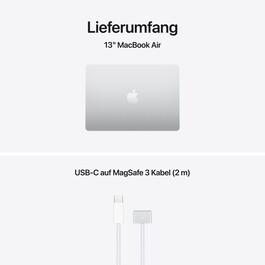 13" MacBook Air: Apple M5 Chip mit 10‑Core CPU und 8‑Core GPU, 512 GB SSD - Silber