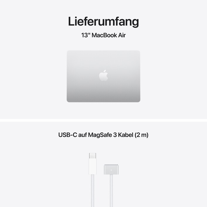 13" MacBook Air: Apple M5 Chip mit 10‑Core CPU und 8‑Core GPU, 512 GB SSD - Silber