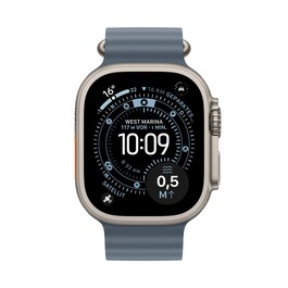 Apple Watch Ultra 3 GPS + Cellular, 49 mm Titangehäuse Natur, Ocean Armband Maritimblau