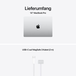 14" MacBook Pro: Apple M5 Chip mit 10‑Core CPU und 10‑Core GPU, 1 TB SSD - Silber