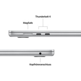 15" MacBook Air: Apple M5 Chip mit 10‑Core CPU und 10‑Core GPU, 512 GB SSD - Silber