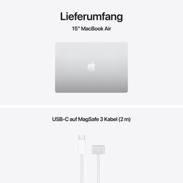 15" MacBook Air: Apple M5 Chip mit 10‑Core CPU und 10‑Core GPU, 512 GB SSD - Silber