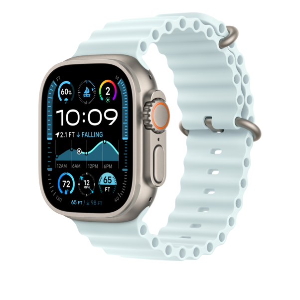 49 mm Ocean Armband Kristallblau – Titan Natur