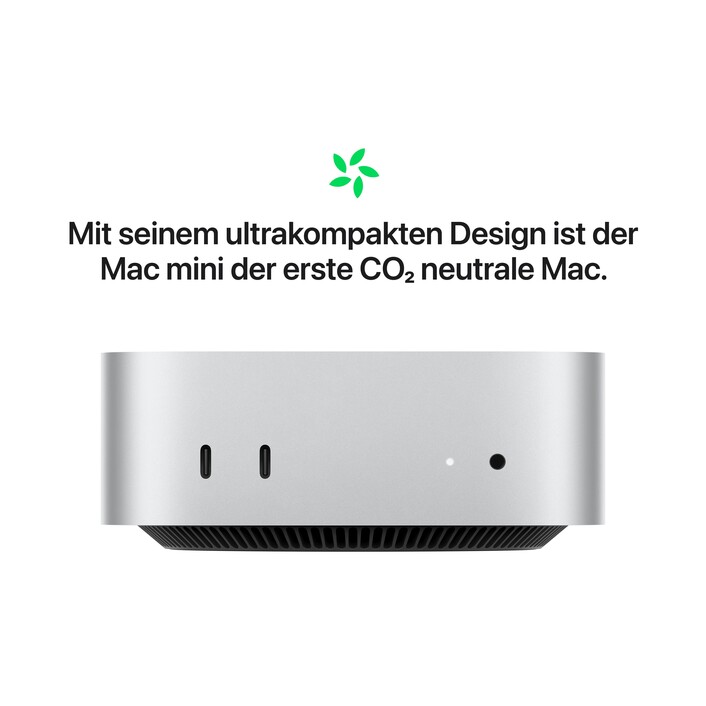 Sie sehen das Produktbild 05 von Mac mini: Apple M4 Chip mit 10‑Core CPU und 10‑Core GPU, 512 GB SSD - Silber Mac mini: Apple M4 Chip mit 10‑Core CPU und 10‑Core GPU, 512 GB SSD - Silber
