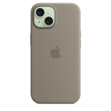iPhone 15 Silikon Case mit MagSafe – Tonbraun
