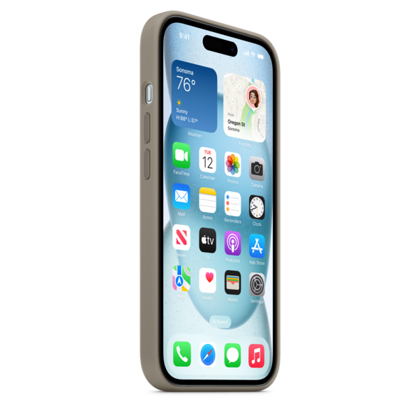 iPhone 15 Silikon Case mit MagSafe – Tonbraun