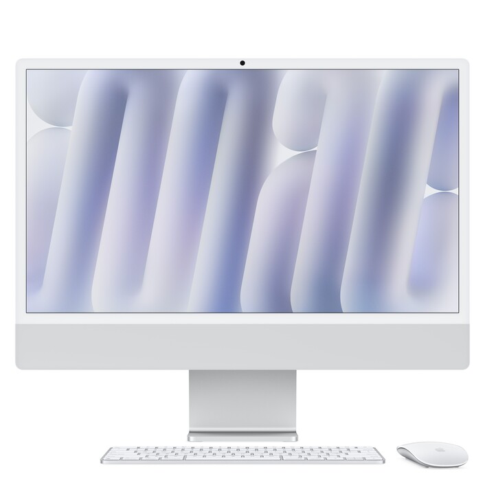 Sie sehen das Produktbild 01 von 24" iMac mit Retina 4,5K Display: Apple M4 Chip mit 8‑Core CPU und 8‑Core GPU, 256 GB SSD - Silber 24" iMac mit Retina 4,5K Display: Apple M4 Chip mit 8‑Core CPU und 8‑Core GPU, 256 GB SSD - Silber
