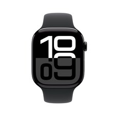 Apple Watch Series 10 GPS, 46 mm Aluminiumgehäuse Diamantschwarz, Sportarmband Schwarz ­− S/M