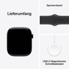 Apple Watch Series 10 GPS, 46 mm Aluminiumgehäuse Diamantschwarz, Sportarmband Schwarz ­− S/M