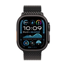 Apple Watch Ultra 2 GPS + Cellular, 49 mm Titangehäuse Schwarz, Milanaise Armband Titan Schwarz – S