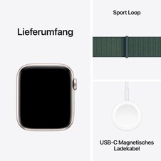 Sie sehen das Produktbild 07 von Apple Watch SE GPS, 44 mm Aluminiumgehäuse Polarstern, Sport Loop Seegrün Apple Watch SE GPS, 44 mm Aluminiumgehäuse Polarstern, Sport Loop Seegrün