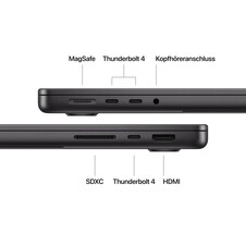 14" MacBook Pro: Apple M4 Chip mit 10‑Core CPU und 10‑Core GPU, 1 TB SSD - Space Schwarz